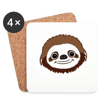 Mignon paresseux Kawaii dessin animé Animal Love 1 - Dessous de verre (lot de 4) - blanc - Devant