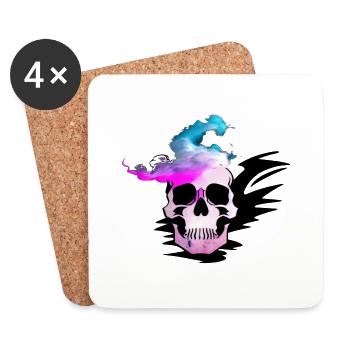 Feu Crâne Fumée Rose Squelette Flammes 1 - Dessous de verre (lot de 4) - blanc - Devant