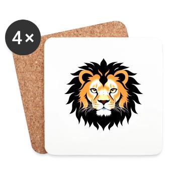 Royal Cartoon Lion Lions Comic 14 - Dessous de verre (lot de 4) - blanc - Devant