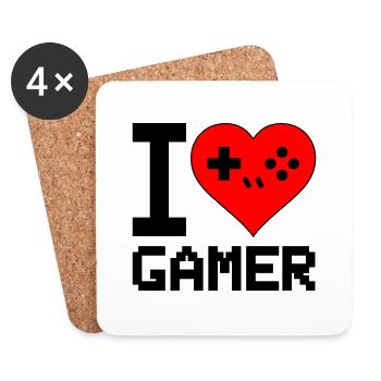I Love Gamer - Untersetzer (4er-Set) - Weiß - Vorne