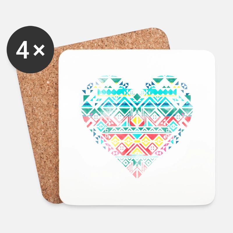 Tribal Heart - Untersetzer (4er-Set) - Weiß