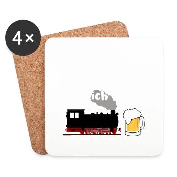 Eisenbahn Dampflok Bier Eisenbahner Zug - Untersetzer (4er-Set) - Weiß - Vorne