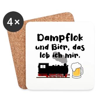 Dampflok Bier Eisenbahn Eisenbahner Spruch - Untersetzer (4er-Set) - Weiß - Vorne