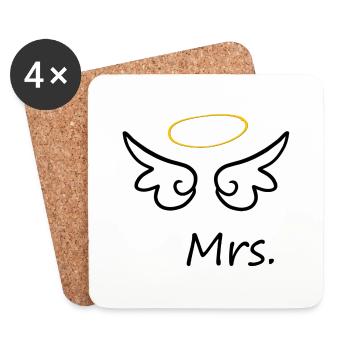 Hochzeit, Braut, Verlobung, Junggesellenabschied - Untersetzer (4er-Set) - Weiß - Vorne
