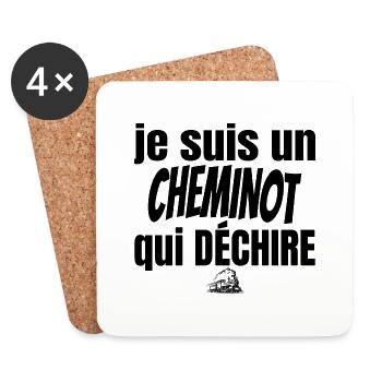 cheminot qui déchire - Dessous de verre (lot de 4) - blanc - Devant