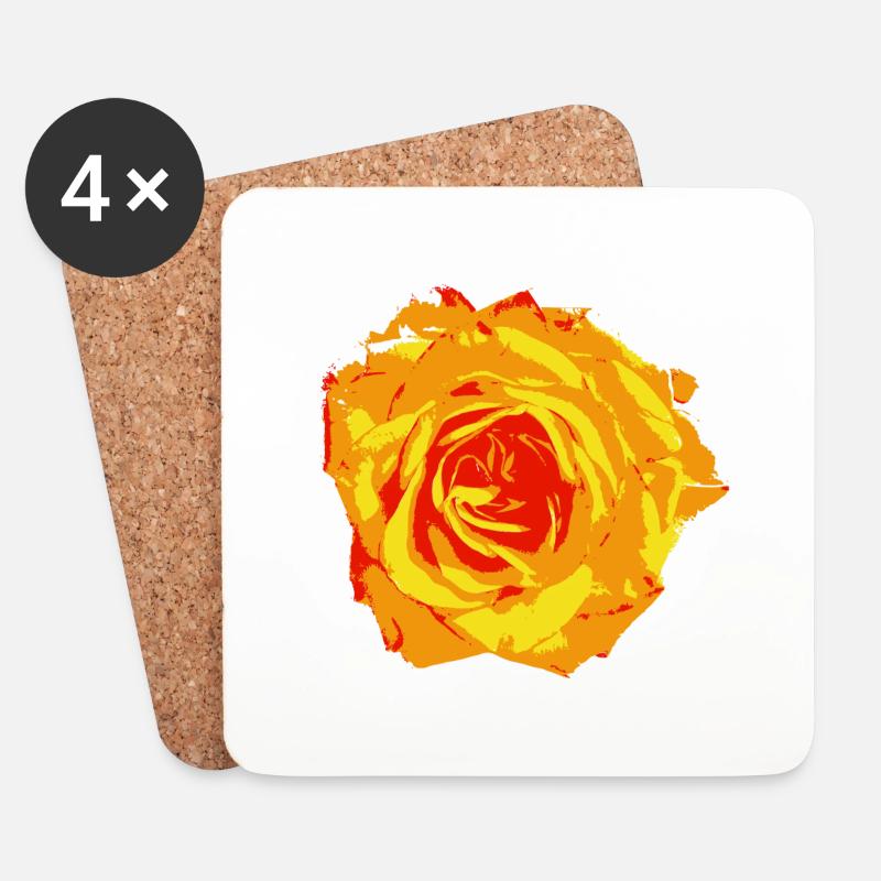Rose orange - Untersetzer (4er-Set) - Weiß
