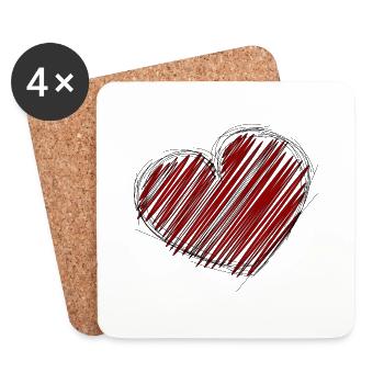 HEART. HEARTS. SAINT VALENTINE. LOVE. LOVE. CHRISTMAS - Coasters (set of 4) - white - Front