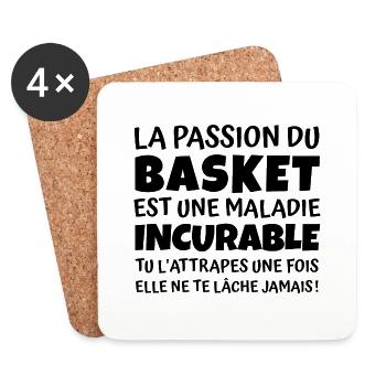 la passion du basket / humour basket - Dessous de verre (lot de 4) - blanc - Devant