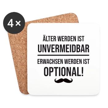 älter werden ist unvermeidbar mit Schnurrbart - Untersetzer (4er-Set) - Weiß - Vorne