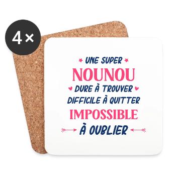 Une super nounou - Dessous de verre (lot de 4) - blanc - Devant