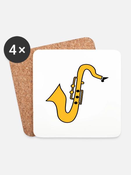 Saxofon - Untersetzer (4er-Set) - Weiß