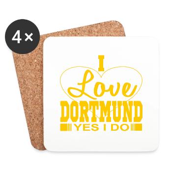 I Love Dortmund: Dortmund Fan-Ich bin Dormund Fan - Untersetzer (4er-Set) - Weiß - Vorne