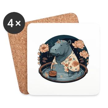 hippo 2 - Coasters (set of 4) - white - Front