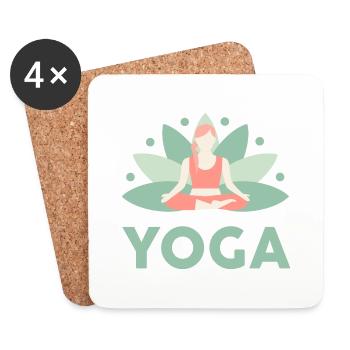 Yoga Meditation Lotusblüte Ruhe Entspannung Freude - Untersetzer (4er-Set) - Weiß - Vorne