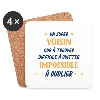 Un super voisin dur a trouver - Dessous de verre (lot de 4) - blanc - Devant