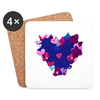 Saint-Valentin Fête des mères Fiançailles Mariage Amour - Dessous de verre (lot de 4) - blanc - Devant