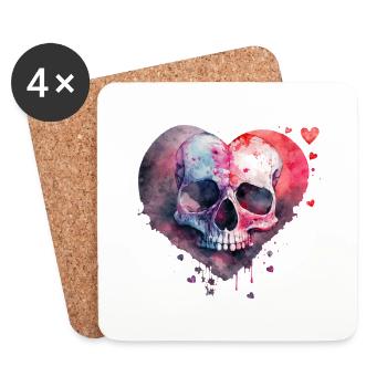 Skull Art Design Aquarelle - Dessous de verre (lot de 4) - blanc - Devant
