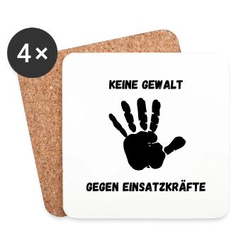 keine Gewalt, Feuerwehr, Polizei, Einsatzkräfte - Untersetzer (4er-Set) - Weiß - Vorne
