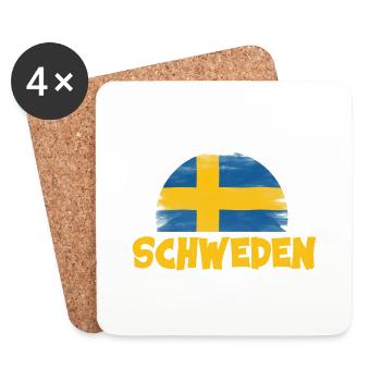 Nur noch einmal Schweden Flagge Urlaub Geschenk - Untersetzer (4er-Set) - Weiß - Vorne