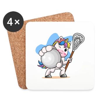 Lacrosse Sport Sportart Einhorn I Geschenk - Untersetzer (4er-Set) - Weiß - Vorne