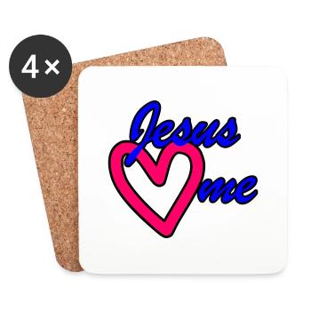 Jesus liebt mich Jesus loves me - Untersetzer (4er-Set) - Weiß - Vorne