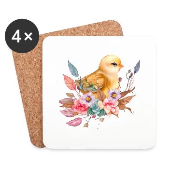 Cute chick nest flowers - Coasters (set of 4) - white - Front
