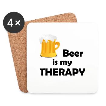Beer is my Therapy - Untersetzer (4er-Set) - Weiß - Vorne
