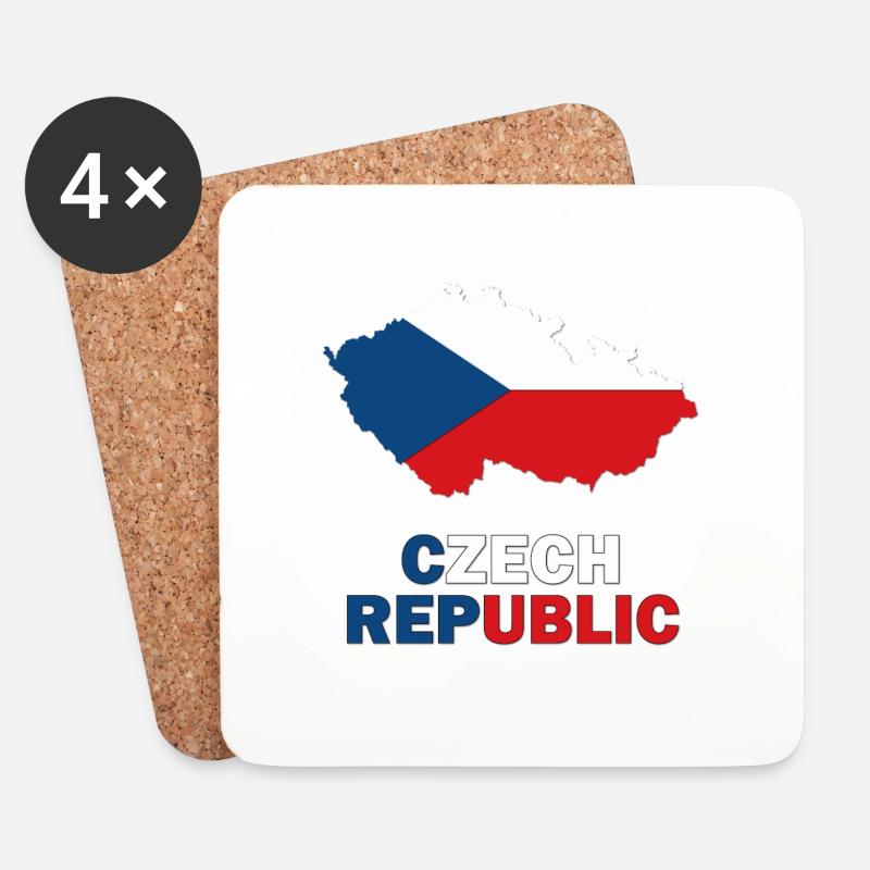 Czech Republic - Untersetzer (4er-Set) - Weiß