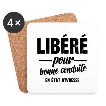 libéré pour bonne conduite en état d'ivresse - Dessous de verre (lot de 4) - blanc - Devant