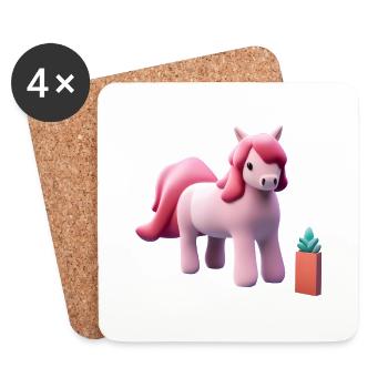 Pink Pony - Personnage de dessin animé - Dessous de verre (lot de 4) - blanc - Devant
