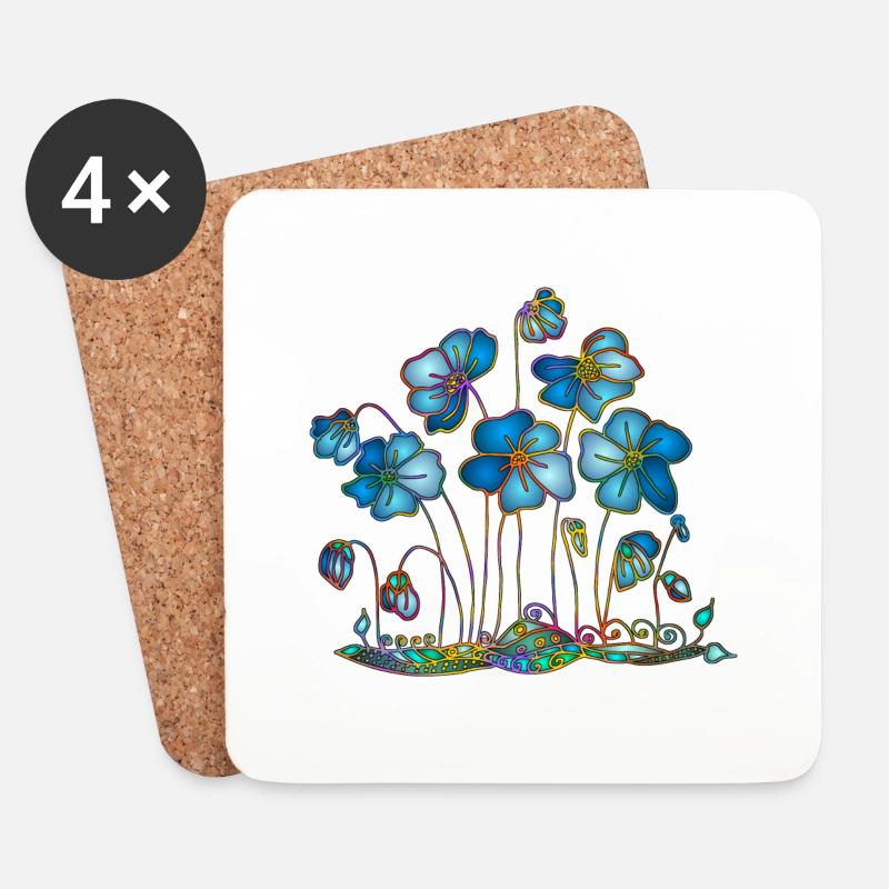 Blumen - Untersetzer (4er-Set) - Weiß