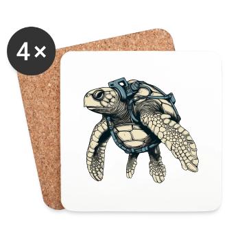 Turtles are also found in the sea as wild animals - Coasters (set of 4) - white - Front