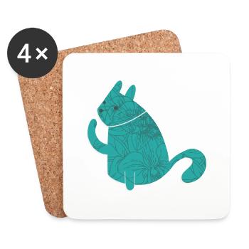 #flowercat - Untersetzer (4er-Set) - Weiß - Vorne