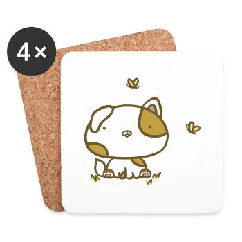 Süßer Hund - Untersetzer (4er-Set) - Weiß - Vorne