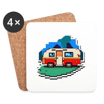 pixel vintage camper - Untersetzer (4er-Set) - Weiß - Vorne