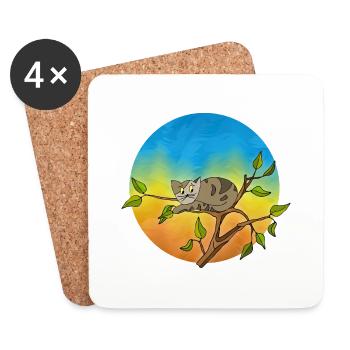 Chat - Dessous de verre (lot de 4) - blanc - Devant