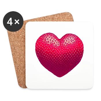 Strawberry heart - Coasters (set of 4) - white - Front