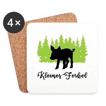 "Kleines Ferkel: Niedliche Verspieltheit" - Untersetzer (4er-Set) - Weiß - Vorne