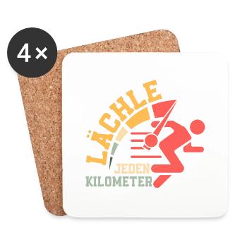 Lächle jeden Kilometer Joggen Laufen - Untersetzer (4er-Set) - Weiß - Vorne