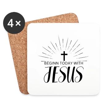 Beginn today with jesus - Untersetzer (4er-Set) - Weiß - Vorne