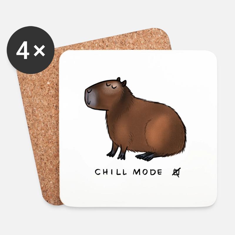 Capybara Chill Mode - Untersetzer (4er-Set) - Weiß