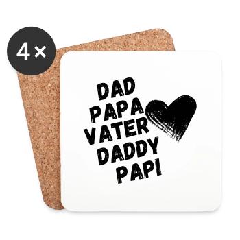 Papa, Papa, Père - Cadeau de fête des pères - Dessous de verre (lot de 4) - blanc - Devant