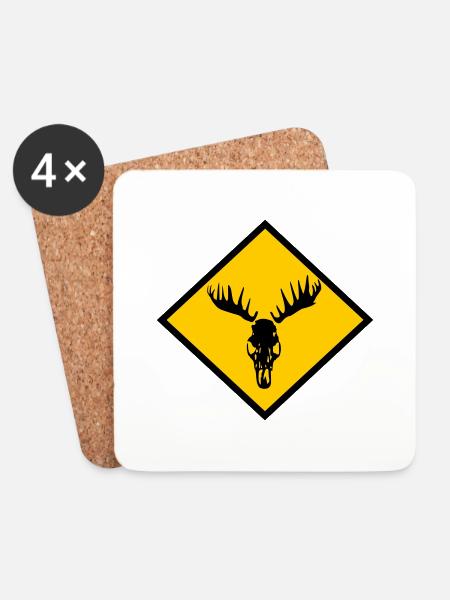 Moose Skull - Coasters (set of 4) - white