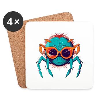 Krake die Spinne - Untersetzer (4er-Set) - Weiß - Vorne
