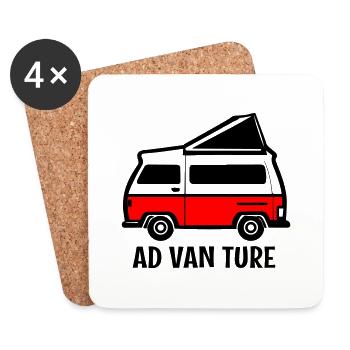 Camping-car d’aventure - Dessous de verre (lot de 4) - blanc - Devant