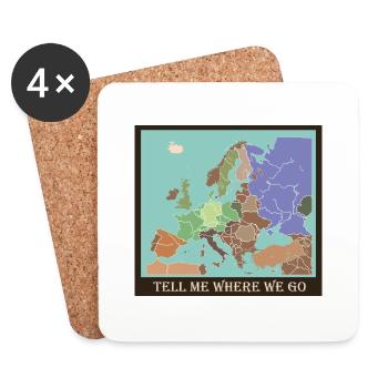 Reisekarte Europa - Untersetzer (4er-Set) - Weiß - Vorne