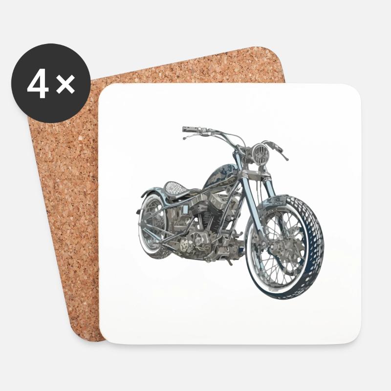 Zaz Motorrad Chopper - Untersetzer (4er-Set) - Weiß