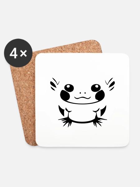 Cartoon Axolotl - Coasters (set of 4) - white