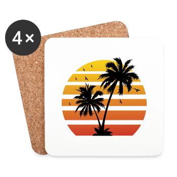 Retro Palm | Summer | Holiday - Coasters (set of 4) - white - Front