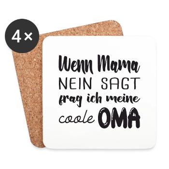 Wenn Mama nein sagt frag ich meine coole Oma - Untersetzer (4er-Set) - Weiß - Vorne